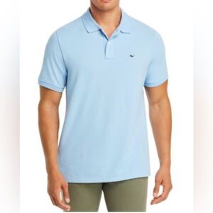 Vineyard Vines Mens Short Sleeve Light Blue Golf Polo Cotton Medium Whale Logo